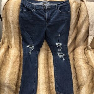 Levi's Deep Blue Ripped Skinny Jeans